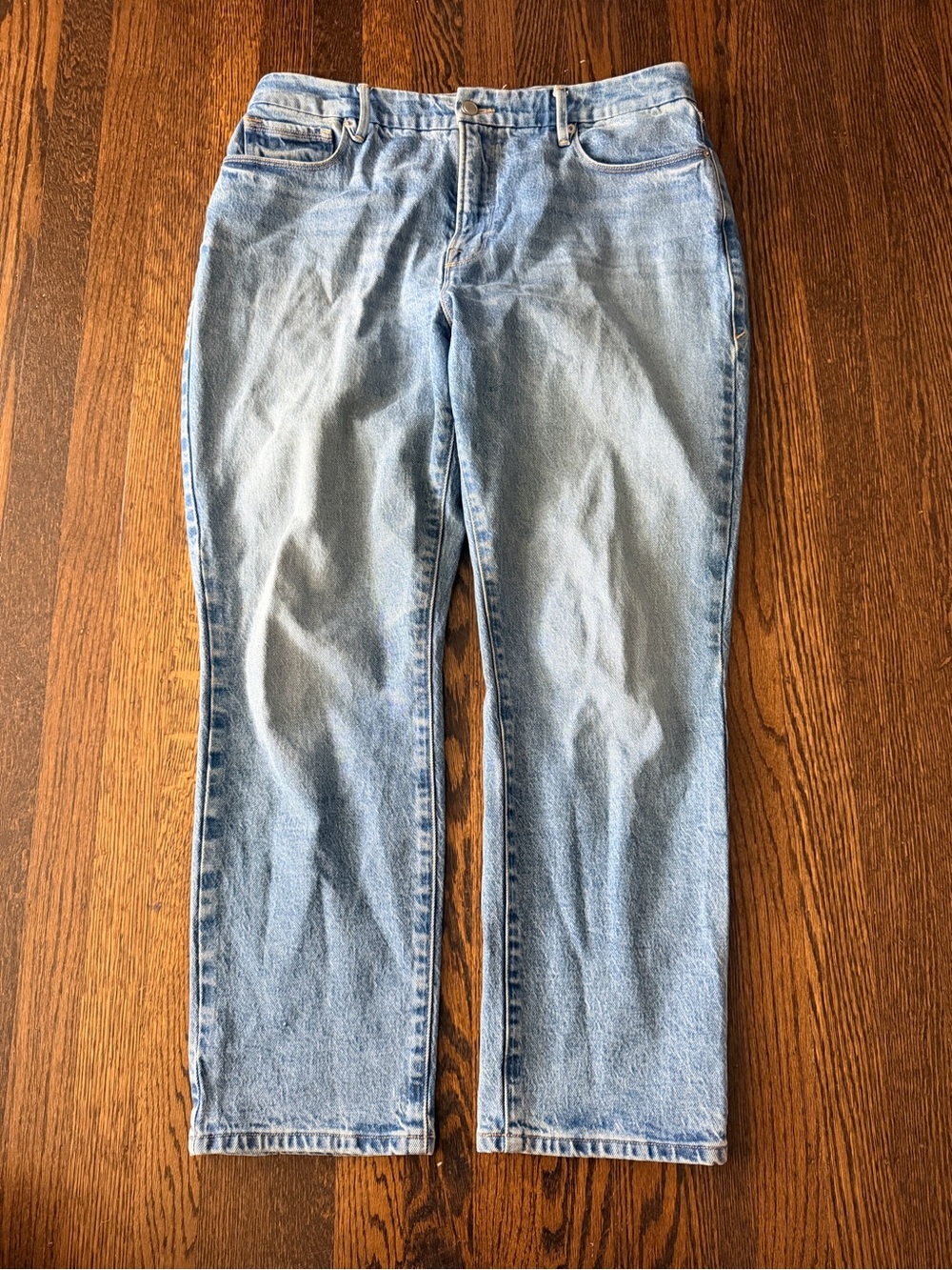 Good American Light Wash Straight Leg Jeans 10 30